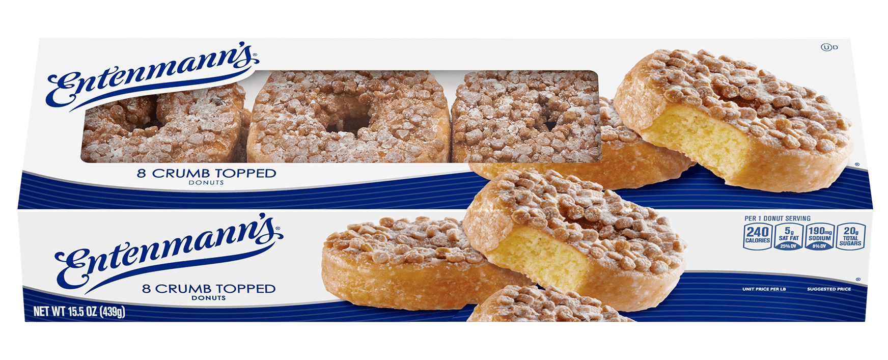 Entenmann's Crumb Topped Donut, 8 Count