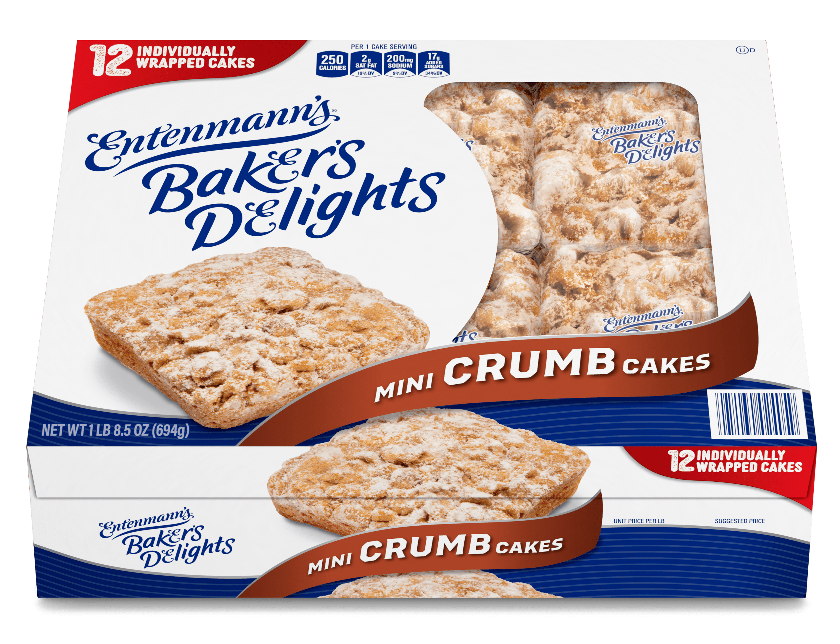 Entenmann's Baker's Delights Mini Crumb Cakes, 12 Count- Club Pack