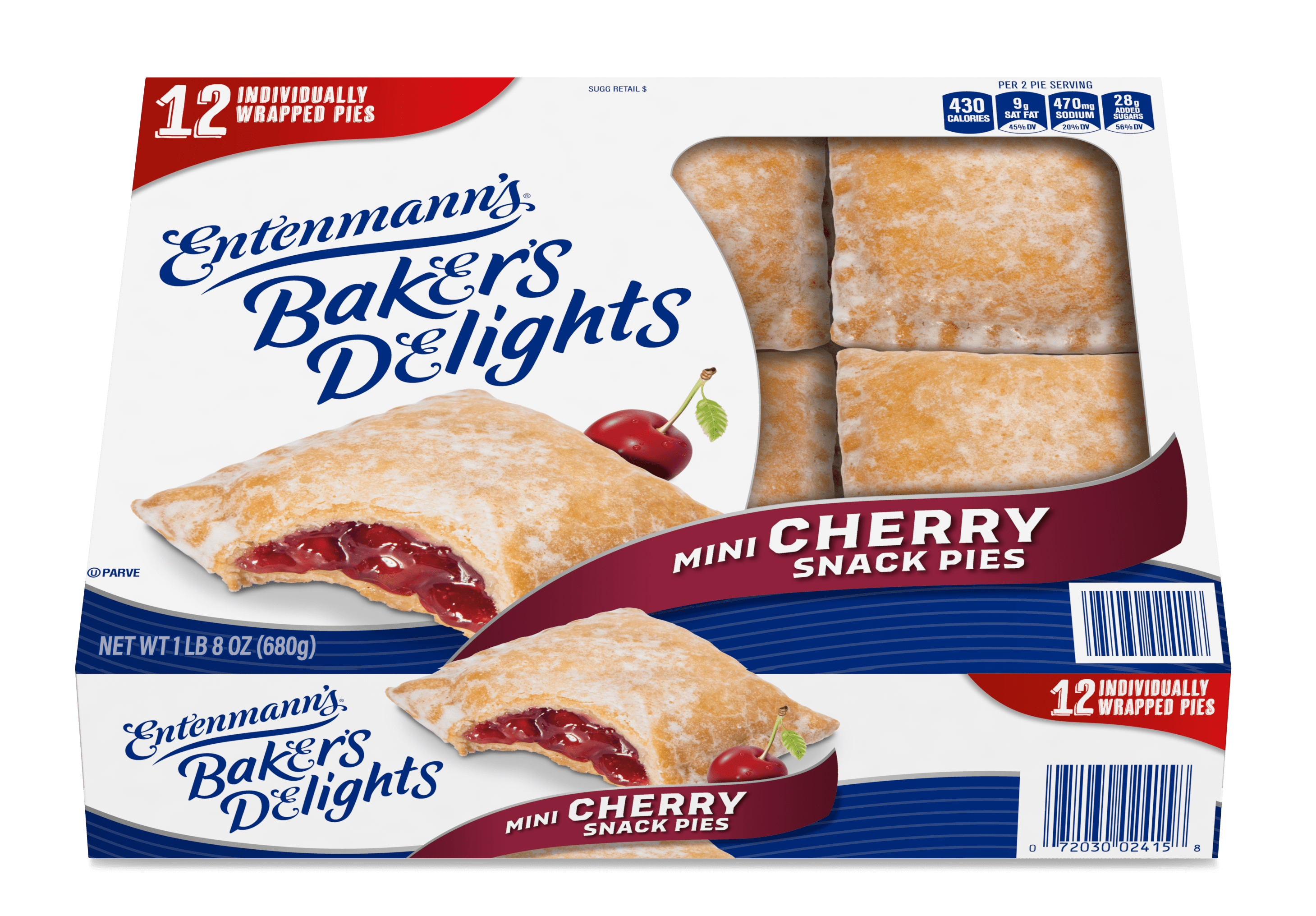 Entenmann's Baker's Delights Mini Cherry Snack Pies, 12 Count- Club Pack